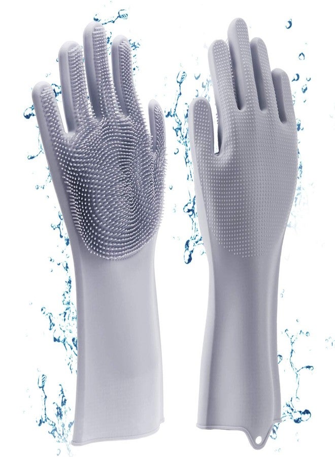 HomeFast Magic Silicone Dishwashing Gloves Cleaning Scrubbing-Dish Wash Silicone Gloves Great for Washing Dish,Kitchen,Car,Bathroom and More... (Grey) - Image 1